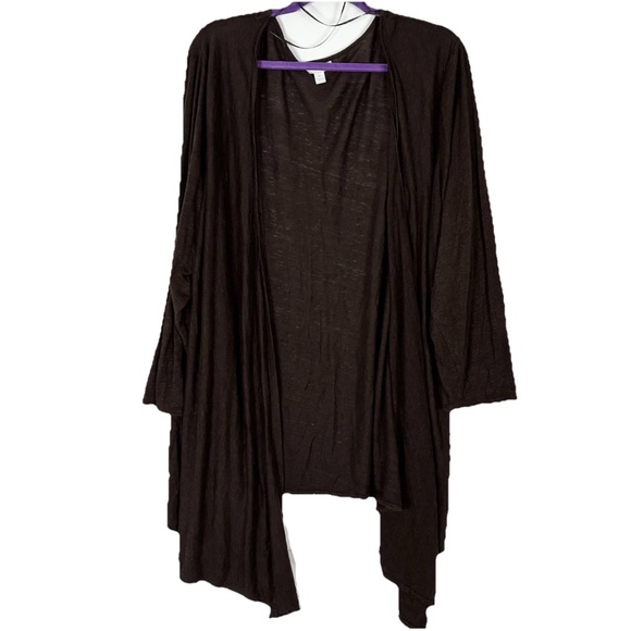 Charter Club Tops - Charter Club Linen Cardigan Women’s 3X Chocolate Brown Open Front Lightweight